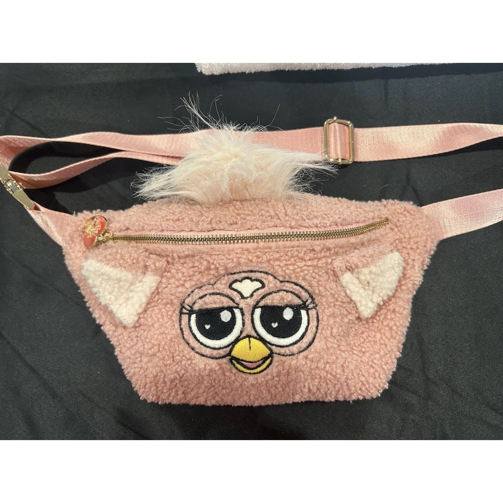 Cakeworthy X Furby Fanny Pack Rose Gold Pink Crossbody Purse Plush Y2K